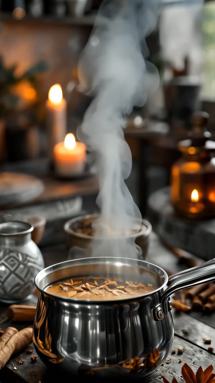 té caliente con especias con un ambiente acogedor