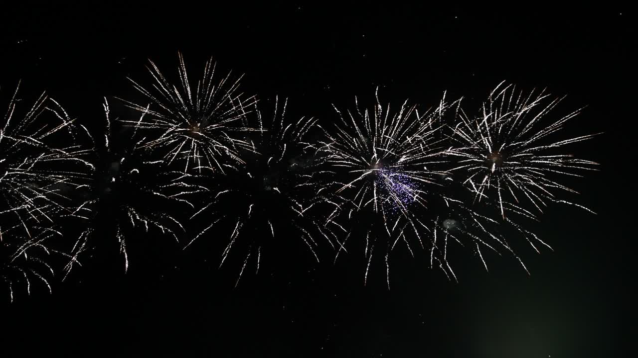 Shining Fireworks Display Explosion in night sky Loop Animation Background. Birthday, Anniversary, Celebration, Holiday, new year, Invitation, Christmas, festival, greeting 2022