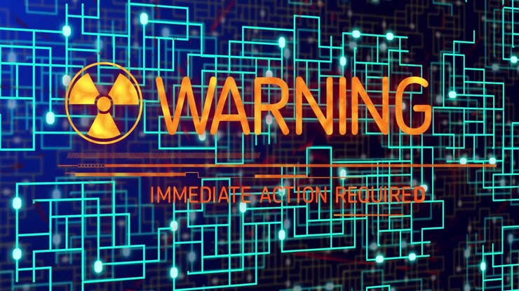 Animation of warning text over shapes