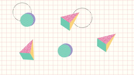 colors lines and geometric figures in white background animation