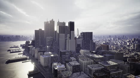 skyline view of a bustling city during twilight with dynamic architecture