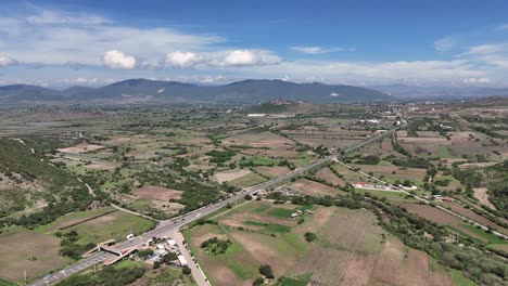 Aerial-perspective-of-the-Central-Valleys-in-Oaxaca,-Mexico