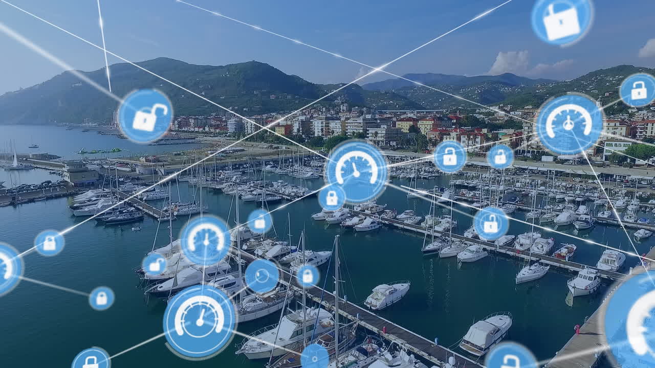 Animation of networks of connections over docks