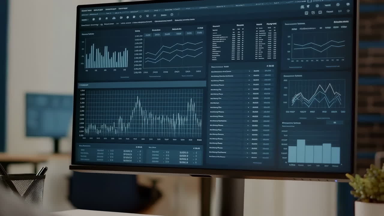 Financial Data Analysis on Computer Monitor