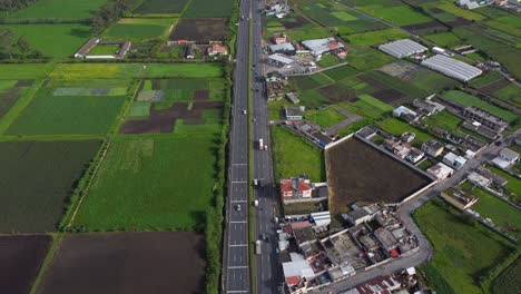 Drone-follows-La-Panamericana-Highway-E35-bypass-city-of-Machachi-Ecuador