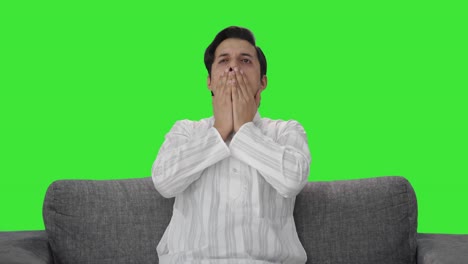 Tired-and-lazy-Indian-man-yawning-Green-screen