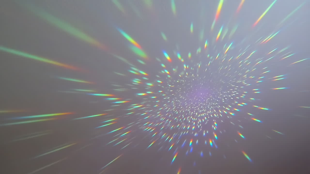 Colorful Prismatic Light Rays Radiating on a Grey Background