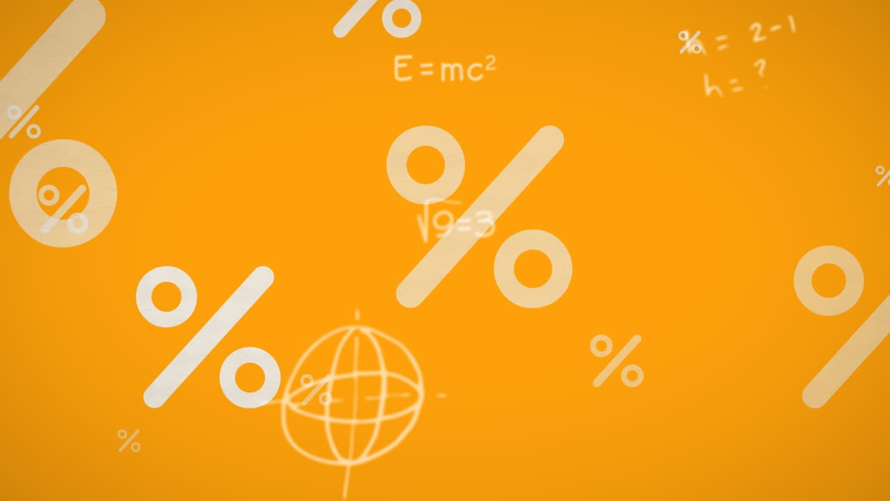 animación de ecuaciones matemáticas sobre un fondo naranja