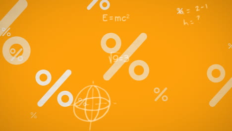 animación de ecuaciones matemáticas sobre un fondo naranja