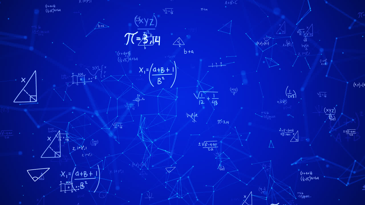 Premium stock video - Math equations and symbols on a blue background
