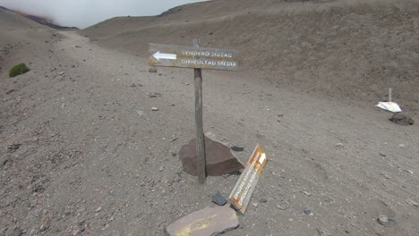 trek trail sign cotopaxi national andes mountains volcano ground ecuador