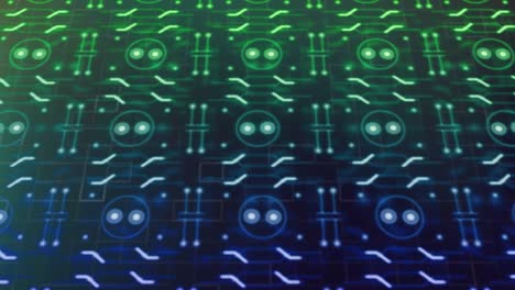 animation of connections and data processing over circuit board