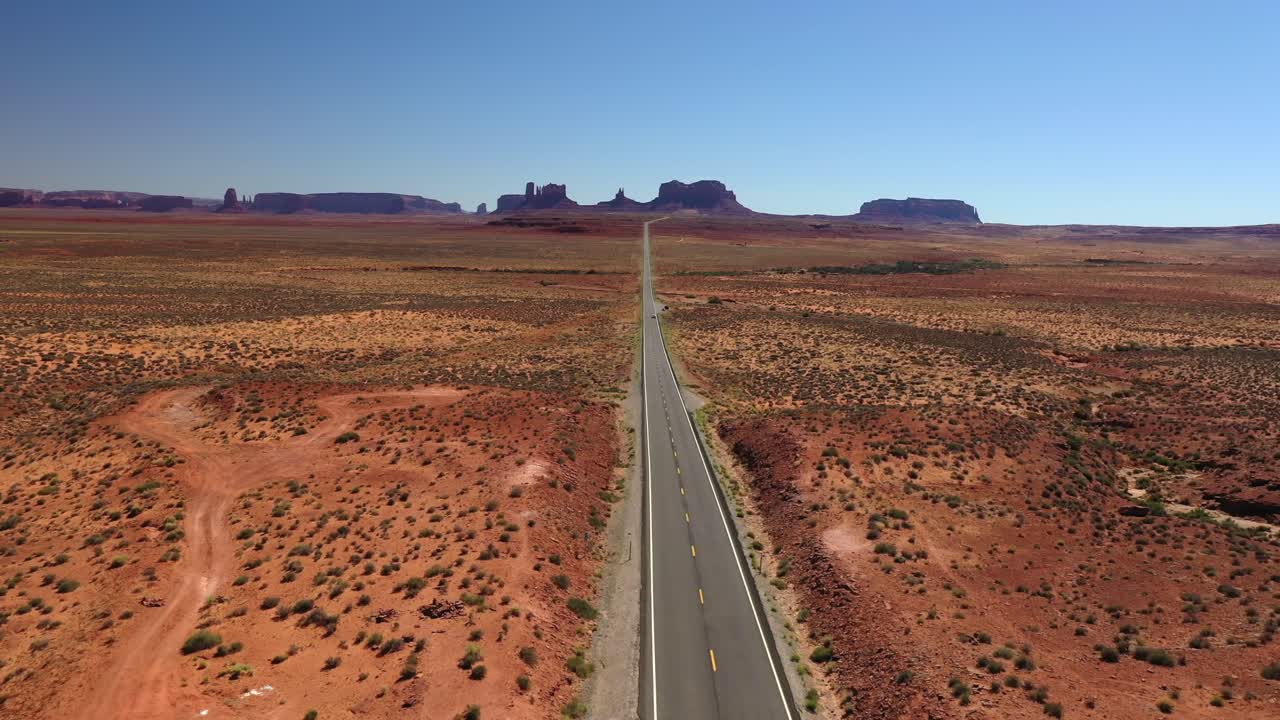 Road Between Deserted Land Towards Red Rock State Park In Arizona, USA. - aerial