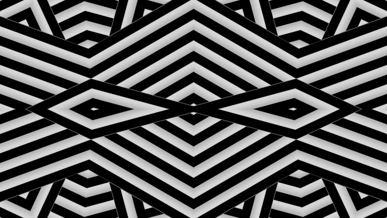 Abstract Black and White Geometric Pattern with Moving Stripes and Diamonds