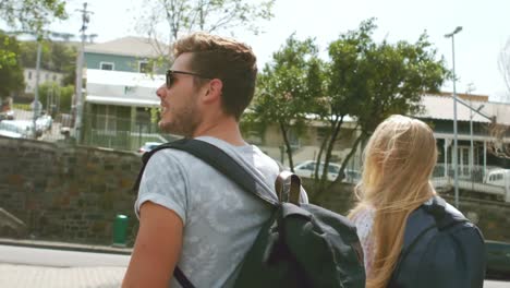 Rear-view-of-hipster-smiling-friends