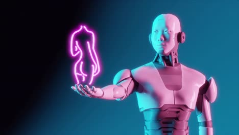 armonía futurista: robot con una silueta femenina de neón