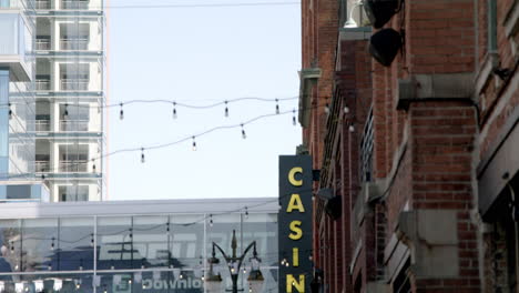 casino and pizza place on a city street
