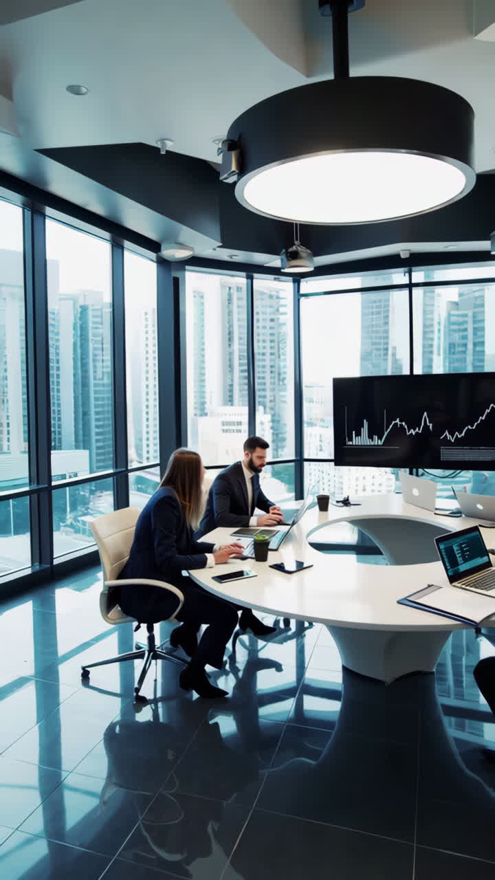 Business Meeting in Modern Conference Room