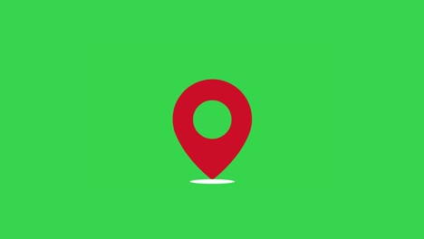 puntero de ubicación en el mapa dibujos animados en fondo de pantalla verde.