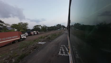 travelling timelaps mumbai to malvan wide view from bus window evening