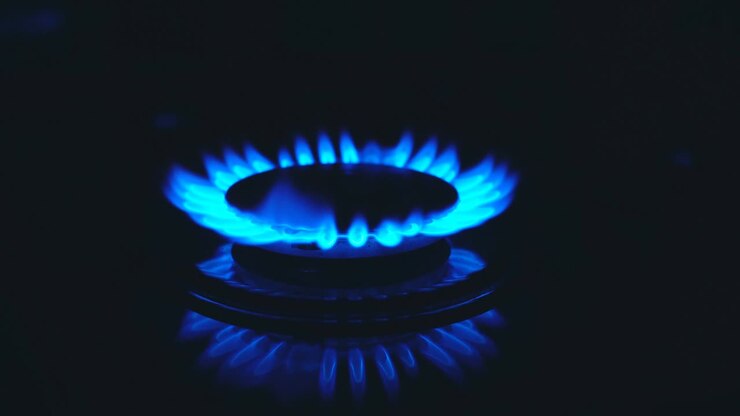 Natural gas inflammation, close up