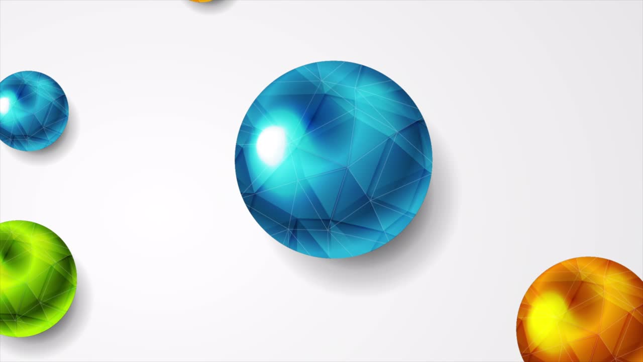 낮은 폴리 텍스처를 가진 다채로운 반이는 공 추상적인 모션 배경