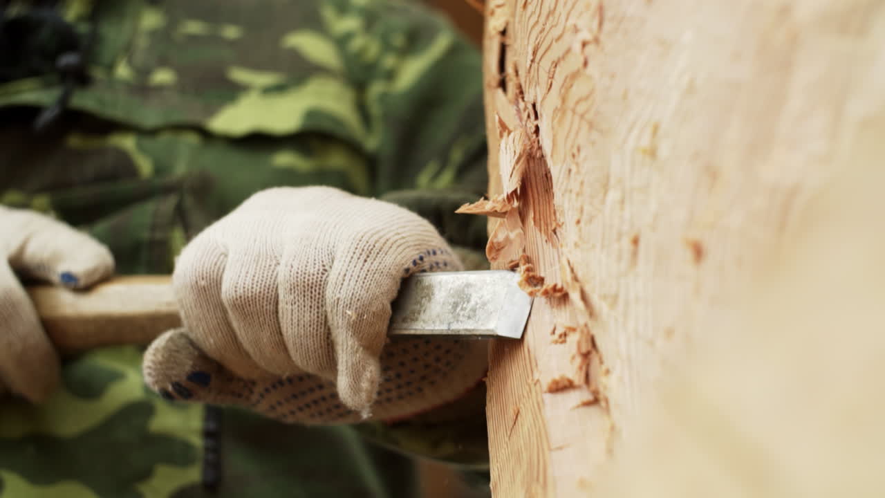 primer plano del proceso de tallado en madera