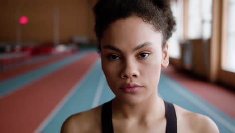 young woman in sports center