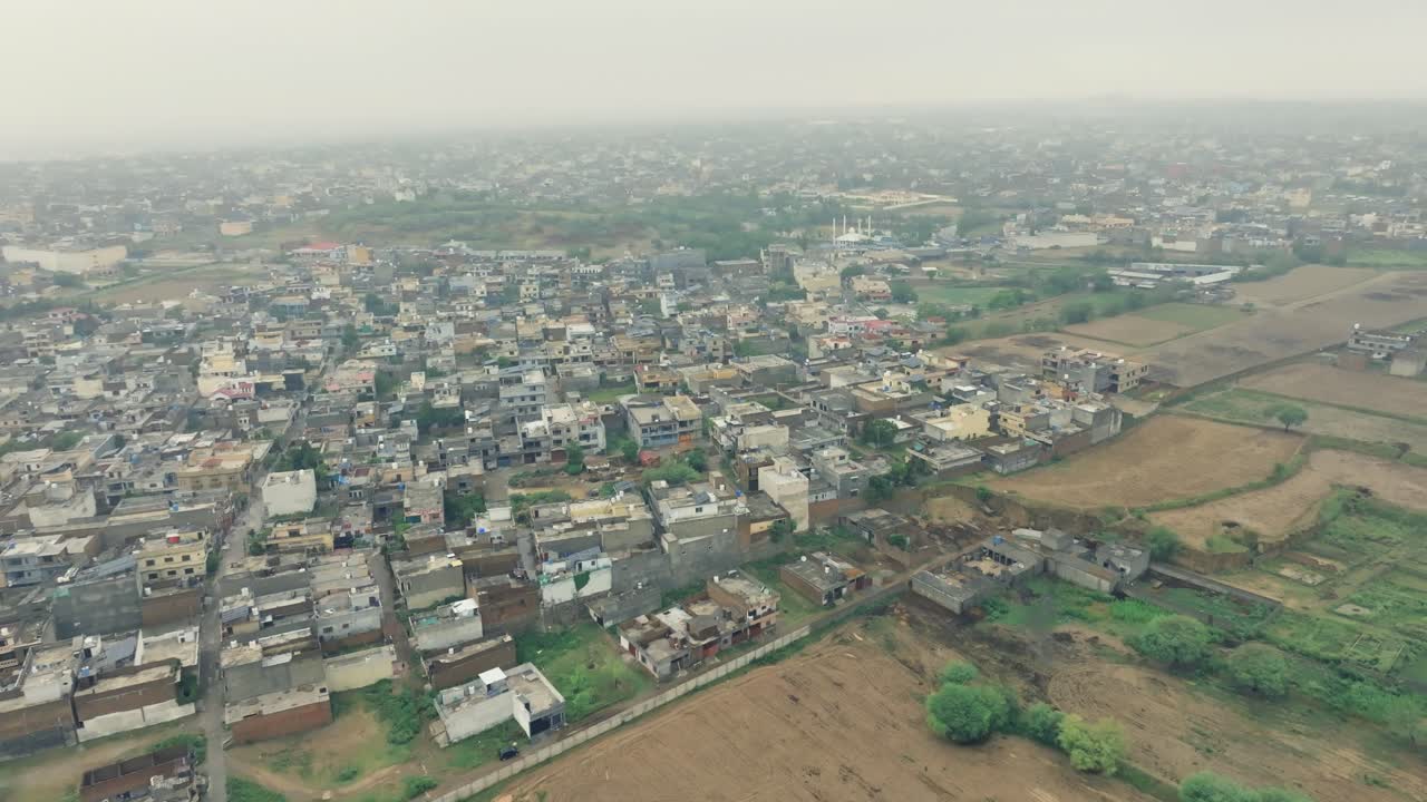 Aerial shot of congested Rawalpindi city in Pakistan