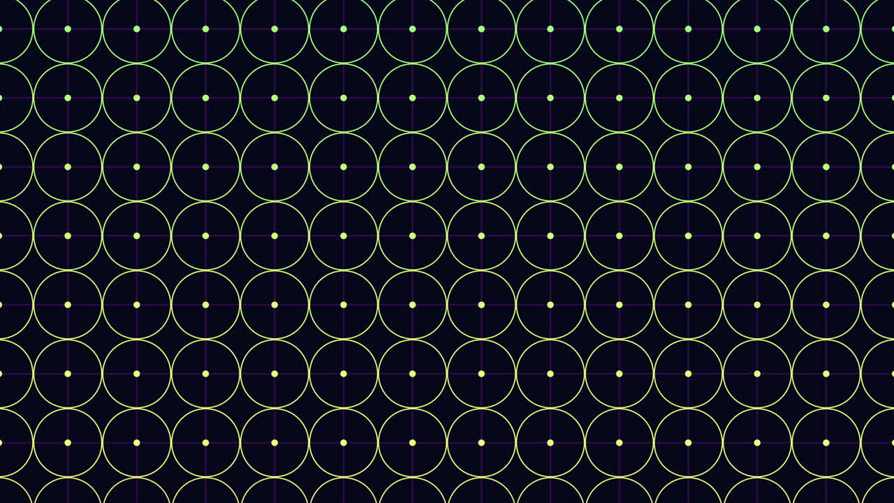 Digital grid with neon geometric circles in rows