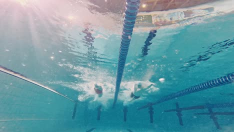 swimming competition underwater view