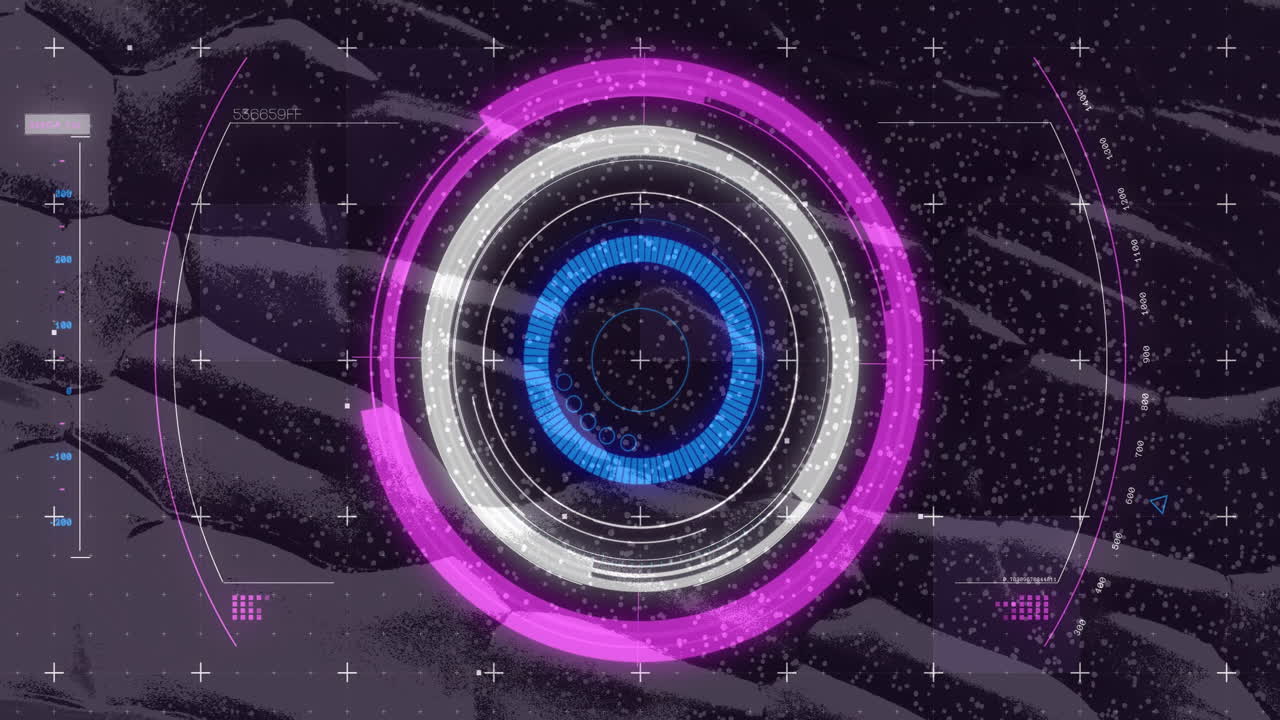 Animation of futuristic digital interface with circular patterns in school setting