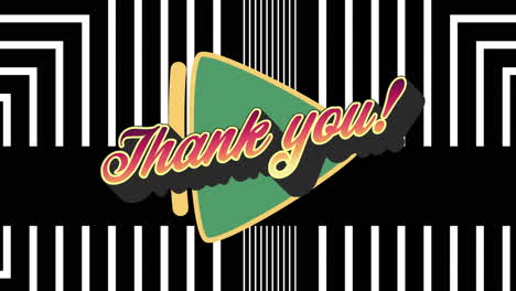 animation of thank you text over colorful graphics and shapes