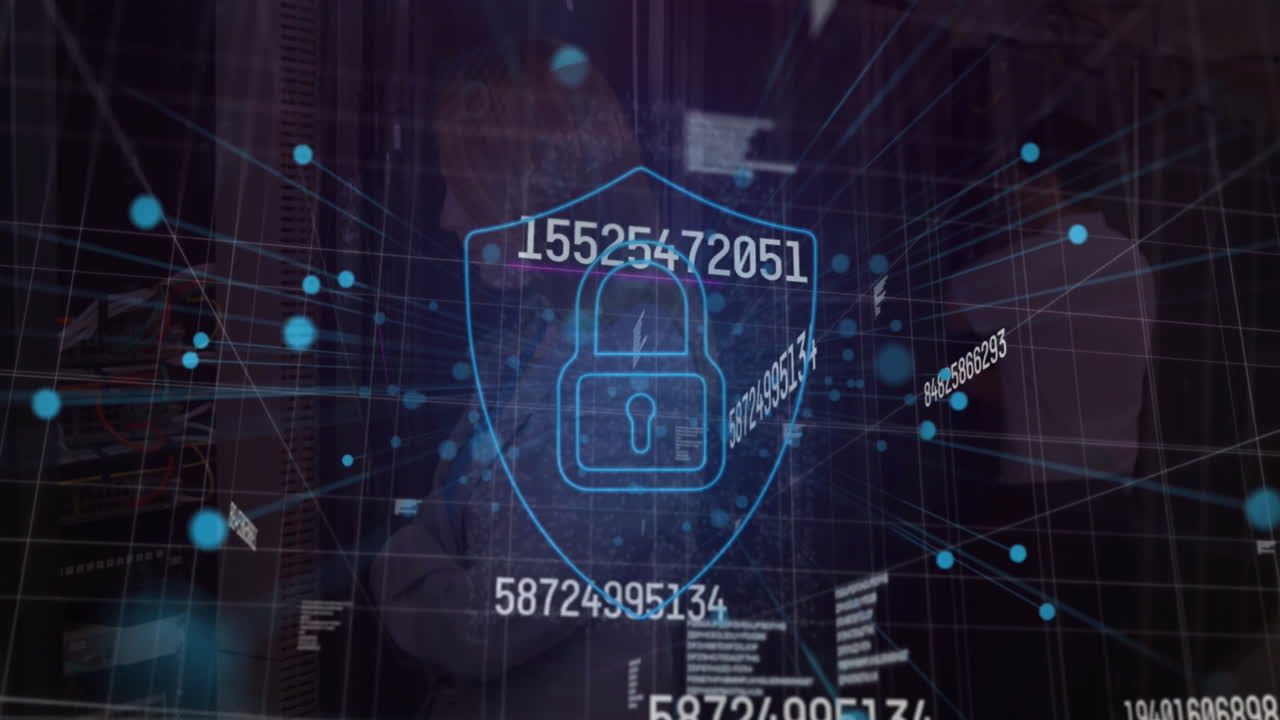 animación del procesamiento de datos y bloqueo sobre servidores informáticos