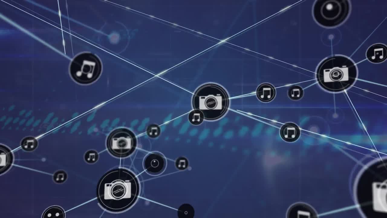 animación del procesamiento de datos a través de conexiones de red