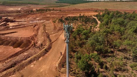 communication tower erecting on boddington gold mine in western australia