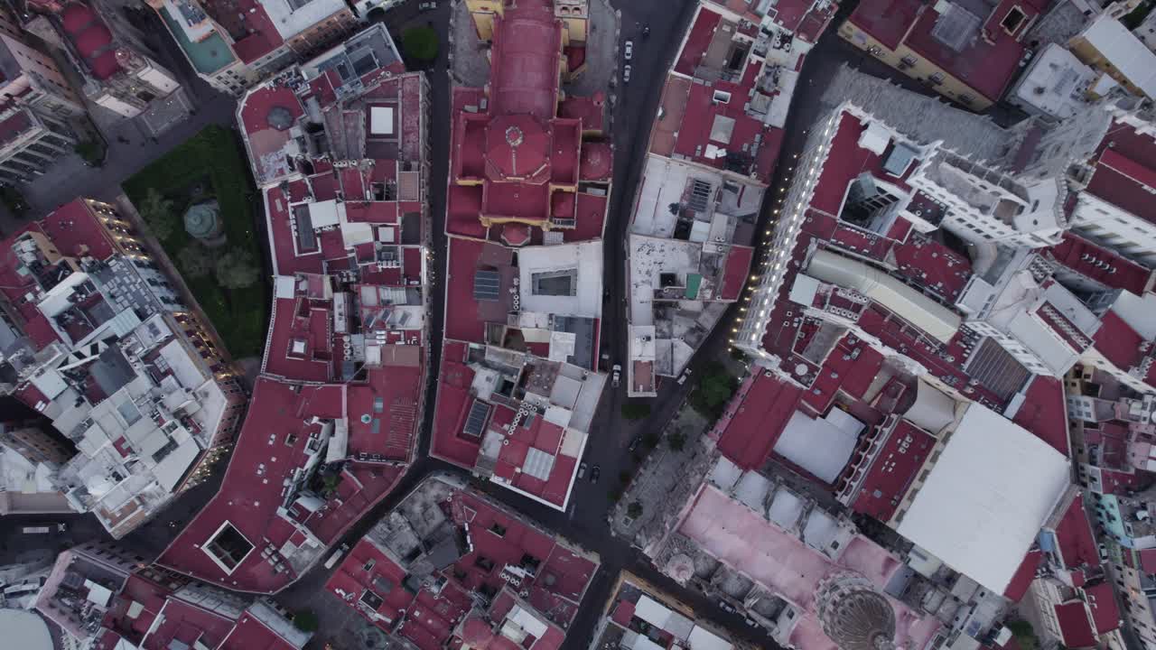 Cenital view of the city of Guanajuato at sunset