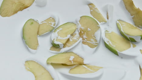 fresh natural apple yogurt close up. preparing sweet delicious dessert.