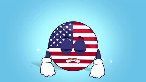 cartoon usa icon flag united states of america cry with face animation