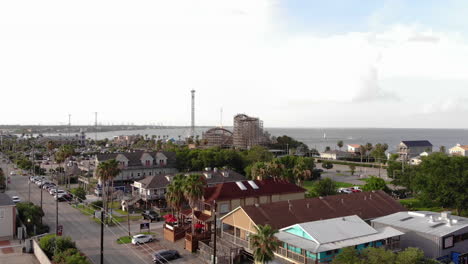 theme park in front of water at kemah boardwalk in texas