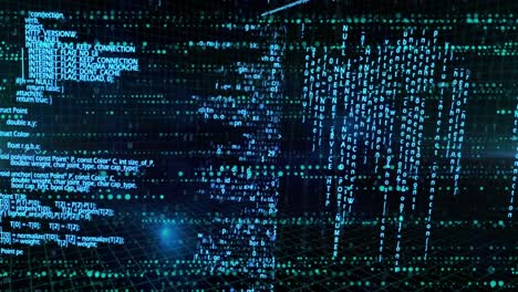 Animation of data processing over black background