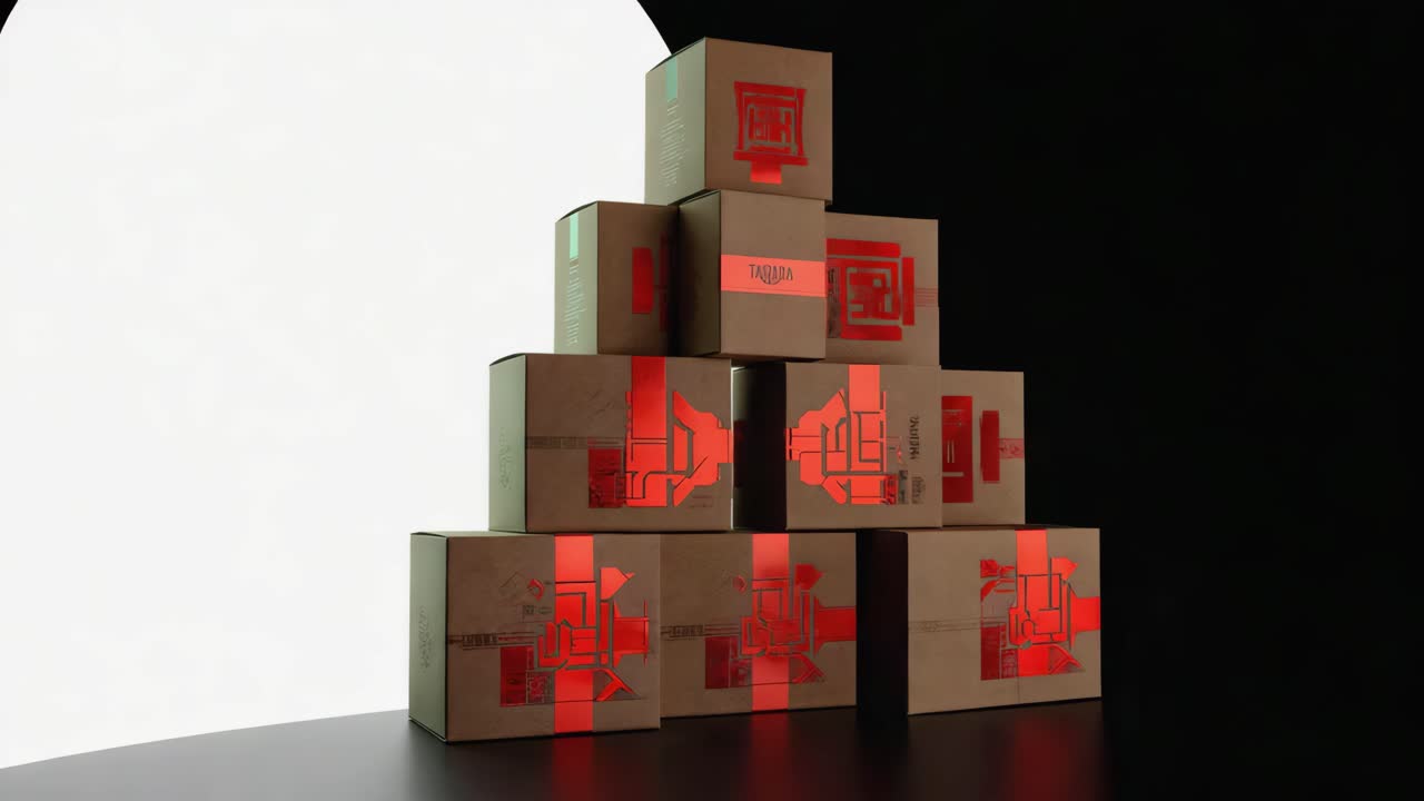 Stack of Gift Boxes with Geometric Designs