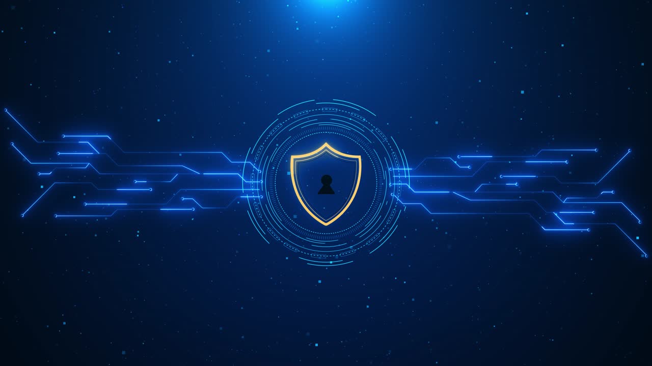 Global network security ai chip circuit lines security digital technology background data protection