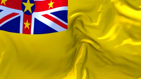 niue waving in wind slow motion animation . 4k realistic fabric texture flag smooth blowing on a windy day continuous seamless loop background.