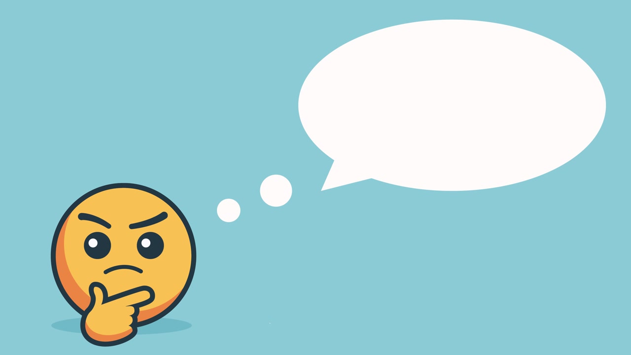 Animert tenke-emoji med ekspanderende tankeboble