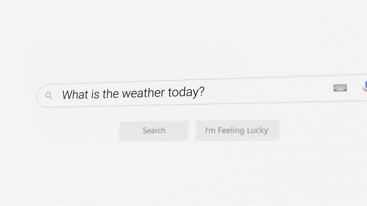 Searching for What is the weather today? on Internet browser