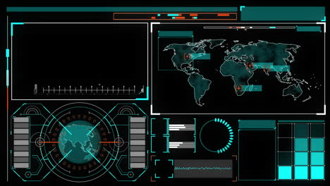 animación del paquete de interfaz tecnológica de 5 en tablero verde a través de la interfaz de computadora digital