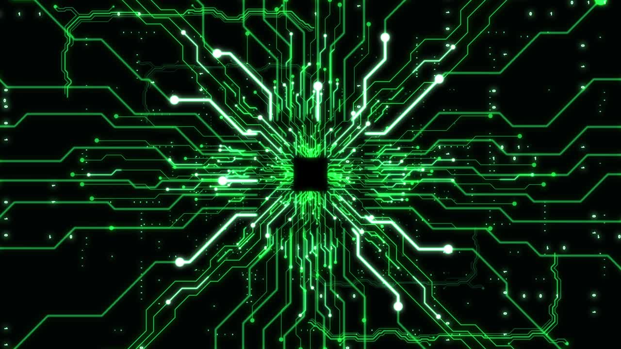 placa de circuito futurista abstracta fondo verde. animación de bucle de alta tecnología.