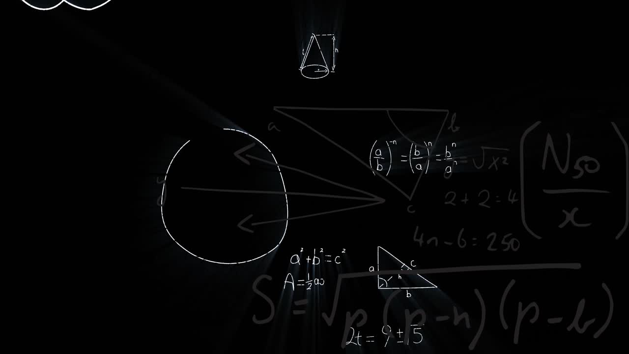 animación de ecuaciones matemáticas sobre un fondo negro