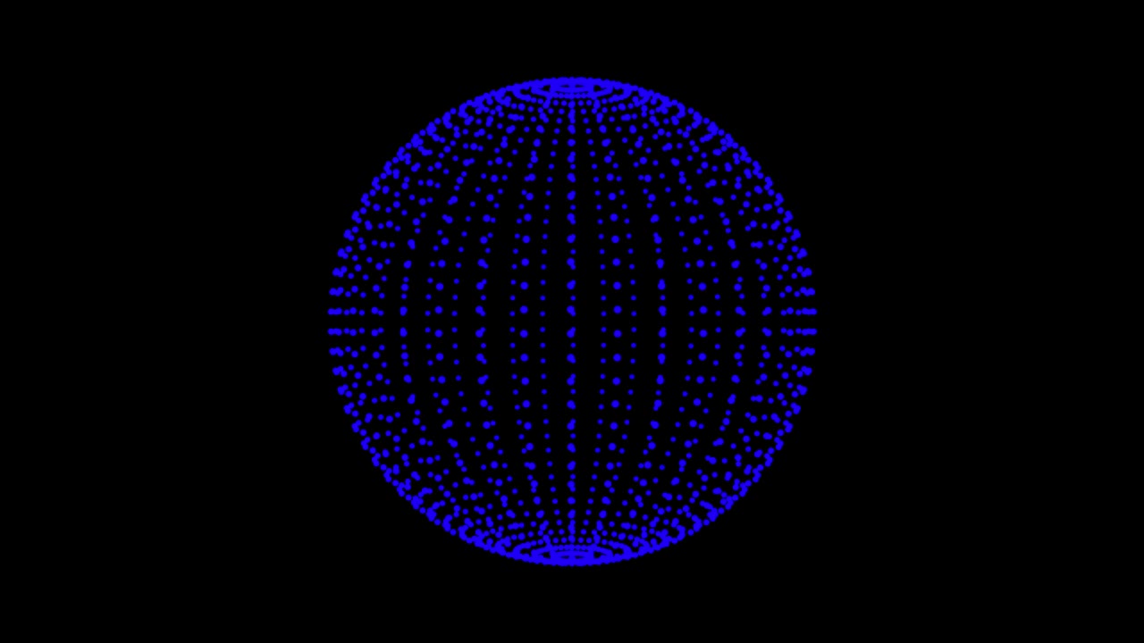 diseño de partículas de puntos de bola de círculo. esfera de puntos giratorios, partículas. animación de bucle